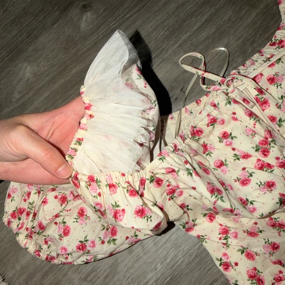 Moon River Pink Floral Midi Dress puff sleeve - Picture 13 of 13